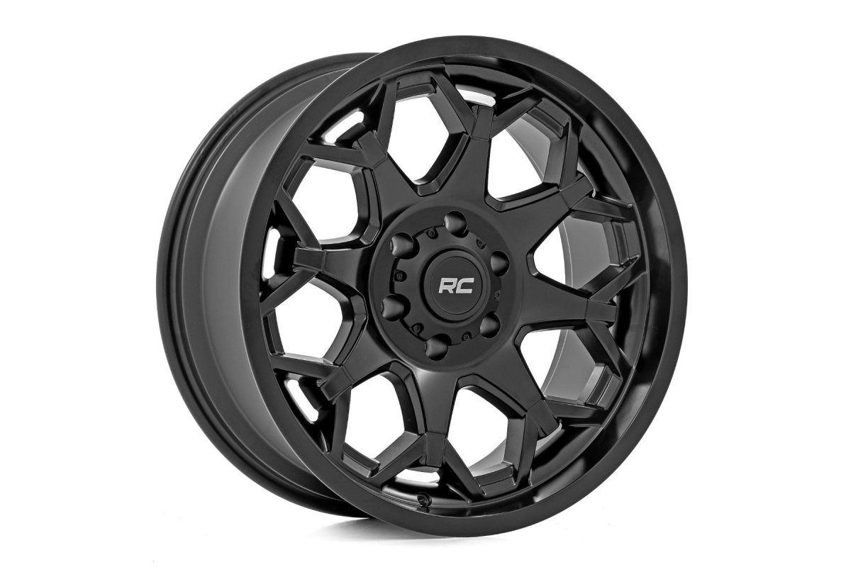 Wheel - Rough Country - 80 Series | One-Piece | 20x10 | 5x5 | -25mm Offset - Semi Gloss Black